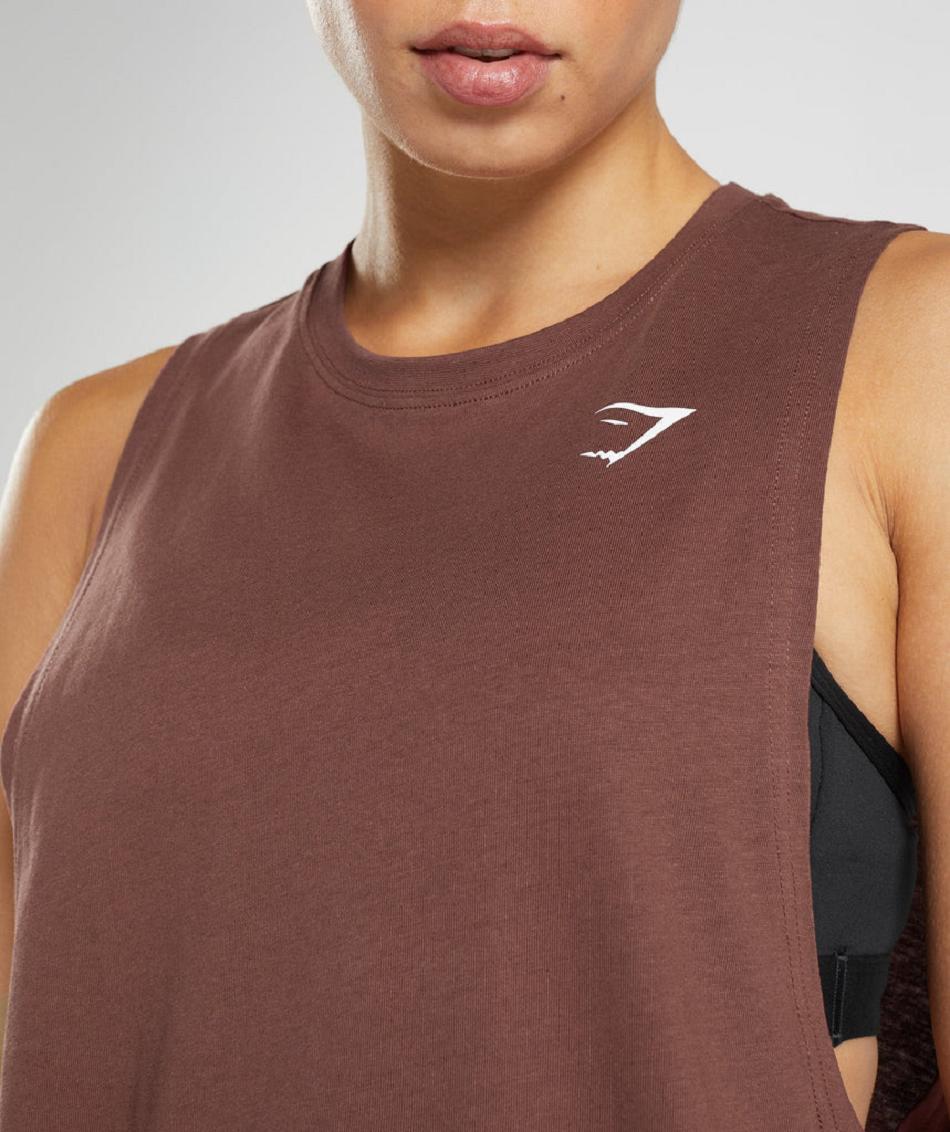 Gymshark Training Drop Arm Ženske Majica Bez Rukava Roze Smeđe | HR 3219XYU